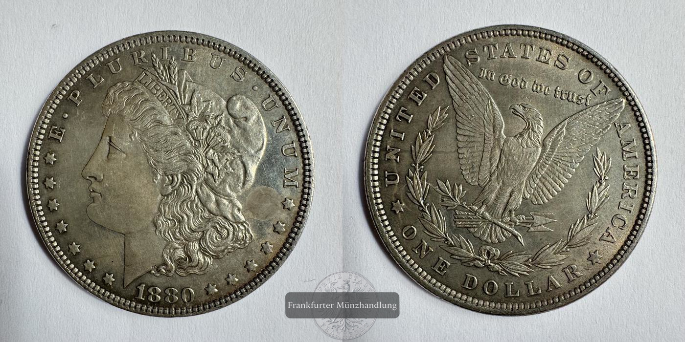  USA / 1 Dollar 1880 (1878-1921) Morgan Dollar FM-Frankfurt KM#110 Feinsilber: 24,057g   