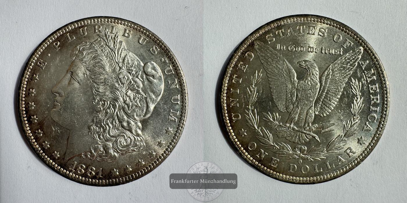  USA / 1 Dollar 1881 (1878-1921) 'O' Morgan Dollar FM-Frankfurt KM#110 Feinsilber: 24,057g   