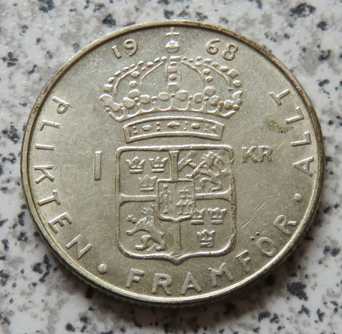  Schweden 1 Krona 1968, Silbervariante   