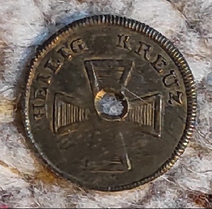  Deutsches Reich 1914 - Patriotische Medaille Eisernes Kreuz gelocht   