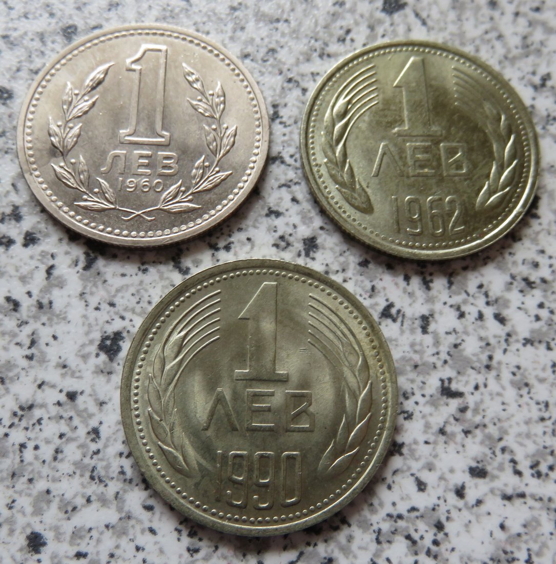  Bulgarien 1 Lew 1960, 1962 und 1990   