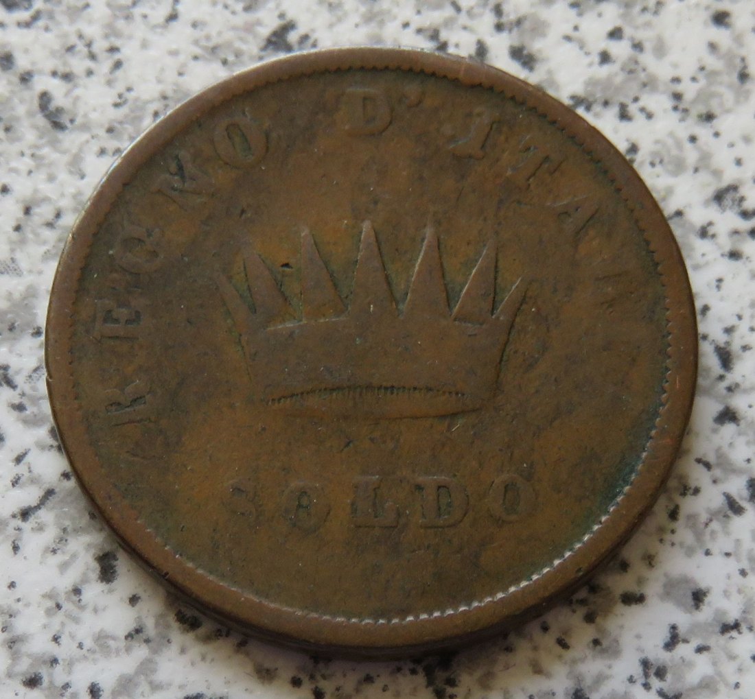  Napoleonisches Königreich Italien 1 Soldo 1812, Belegstück   