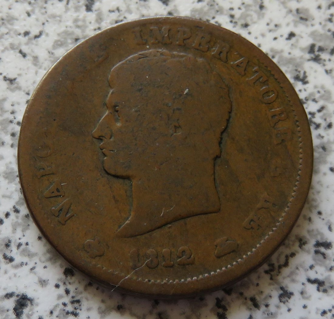 Napoleonisches Königreich Italien 1 Soldo 1812, Belegstück   