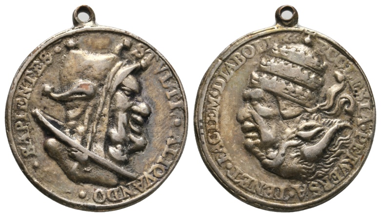  satirische Medaille; Papst und Narren; gehenkelt; 20,77 g; Ø 35,59 mm   