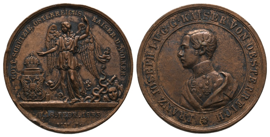  Medaille 1853; Franz Joseph I; Bronze; 29,33 g; Ø 38,28 mm   