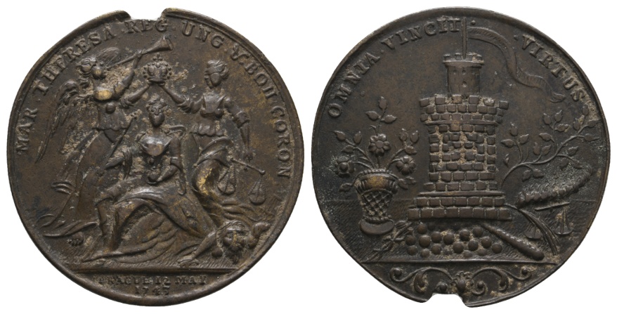  Medaille 1743; Maria Theresia; Bronze; 17,13 g; Ø 42,42 mm   