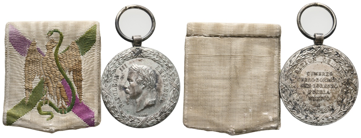  Medaille; Napoleon III; Expedition Mexiko 1862-1863; Bronze; gehenkelt; 15,17 g; Ø 30,61 mm   
