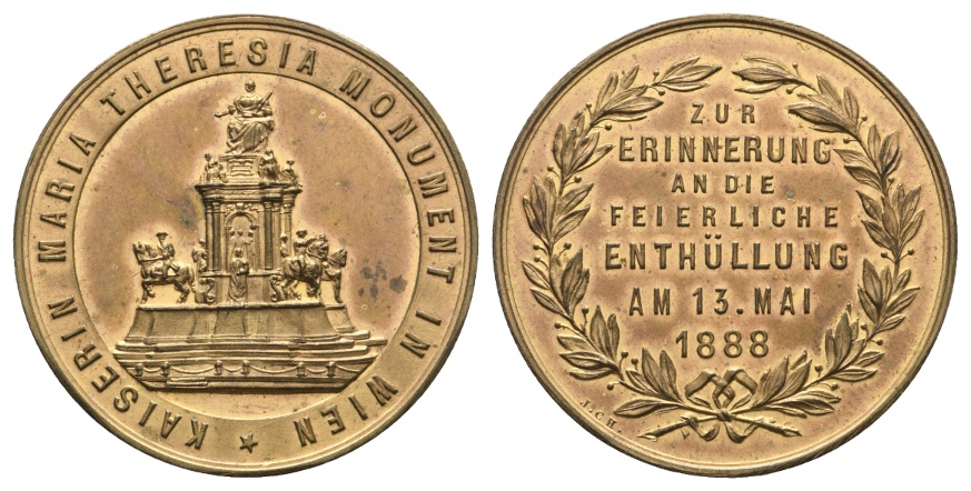  Medaille 1888; Kaiserin Maria Theresia Monument in Wien; Bronze; 11,51 g; Ø 32,34 mm   