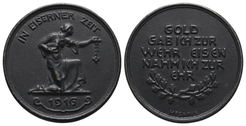  Medaille; In Eiserner Zeit 1916; Eisen; 20,08 g; Ø 41,31 mm   