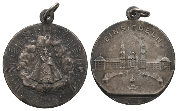  Medaille; Einsiedeln; Wallfahrt; Bronze; gehenkelt; 14,46 g; Ø 32,10 mm   