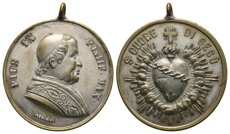  Medaille; Pius IX; vers. Messing; gehenkelt; 28,89 g; Ø 38,96 mm   