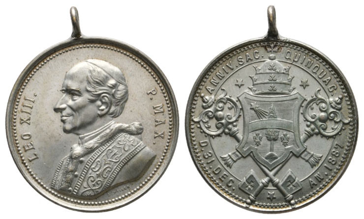 Medaille 1887; Leo XIII: ; unedel; gehenkelt; 11,77 g; Ø 30,59 mm   