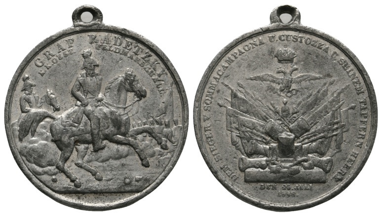  Medaille 1848; Feldmarschall Jos. Graf Radetzky; unedel; gehenkelt; 23,70 g; Ø 40,83 mm   