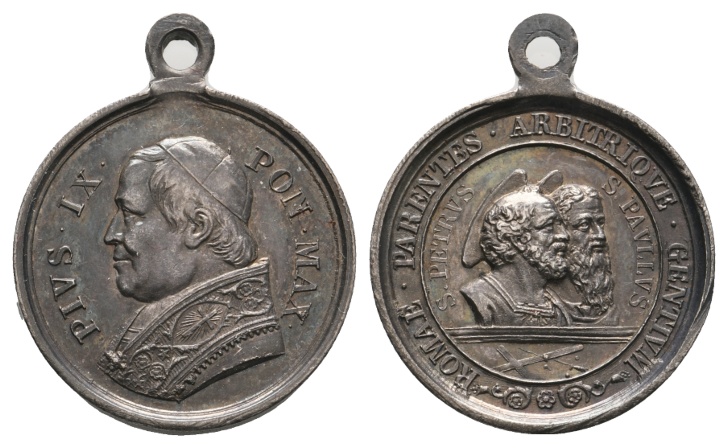  Medaille; Pius IX; unedel; gehenkelt; 7,00 g; Ø 24,85 mm   