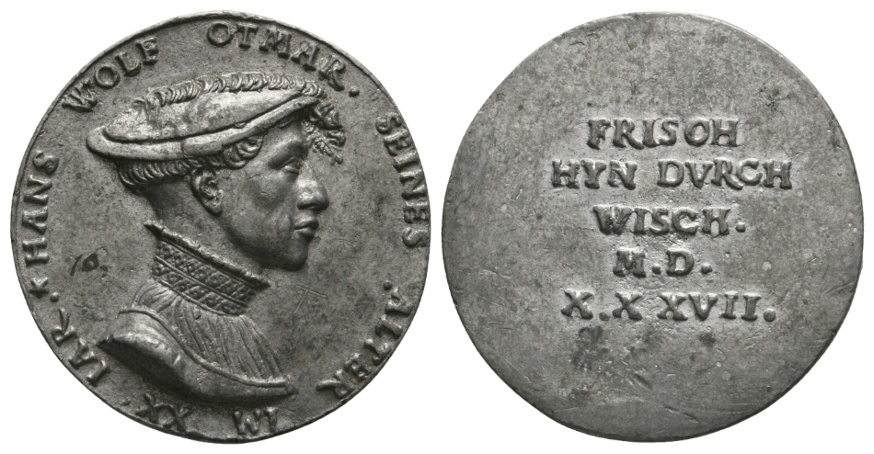  Medaille; Hans Wolf Otmar; FRISCH HYN DURCH WISCH; unedel; 17,04 g; Ø 38,23 mm   