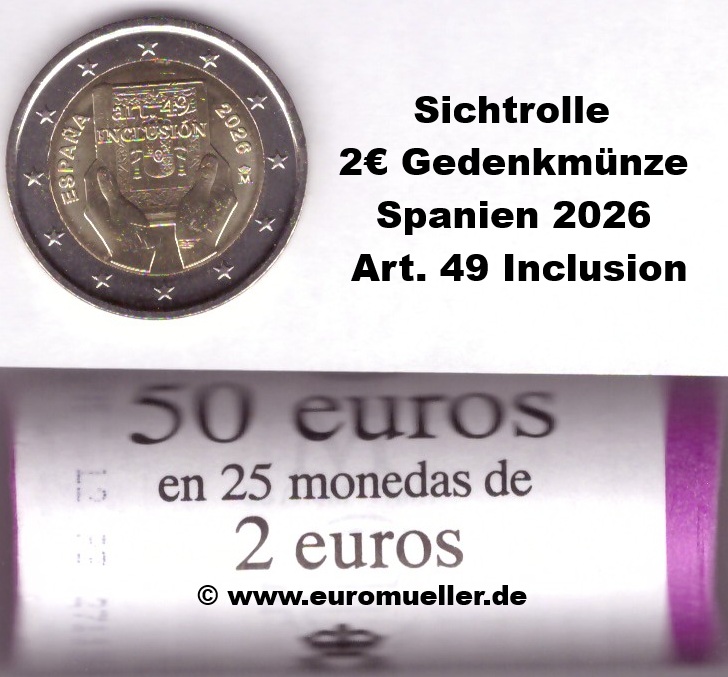 Spanien Rolle...2 Euro Gedenkmünze 2026...Inclusion   