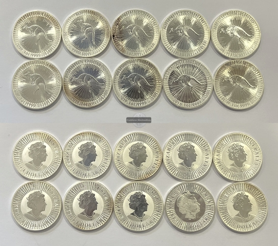  Australien 10x 1 Dollar 2016/19 Kangaroo FM-Frankfurt KM#3234 Feinsilber: 311g   