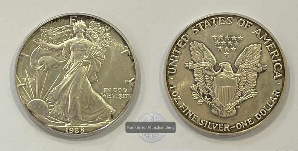  USA 1 Dollar 1988 (1986-2021) Walking Liberty FM-Frankfurt KM#273 Feinsilber: 31,1g   