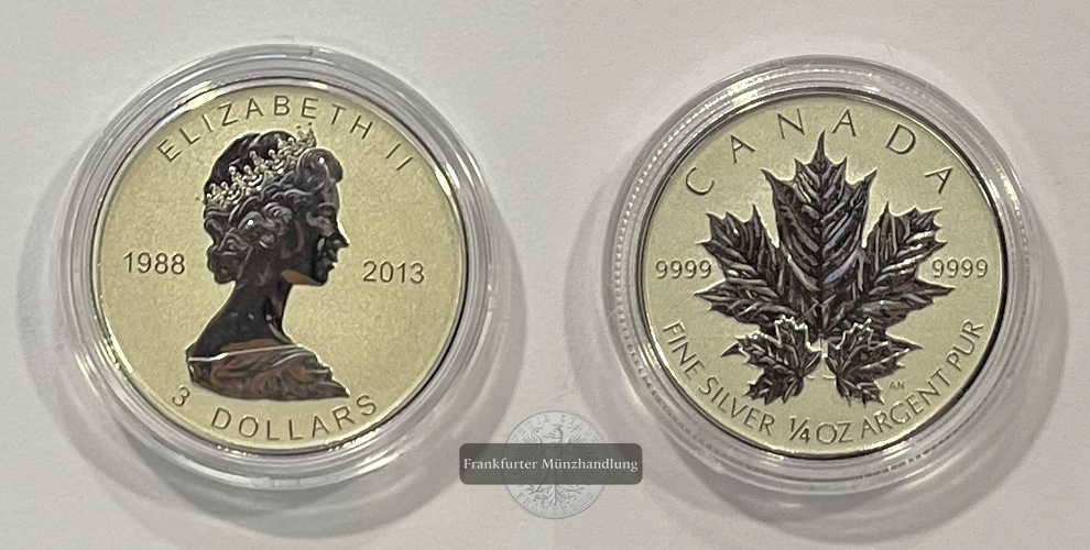  Kanada 3 Dollars 2013 Maple Leaf 1/4 Unze FM-Frankfurt KM#1480 Feinsilber: 7,7g   