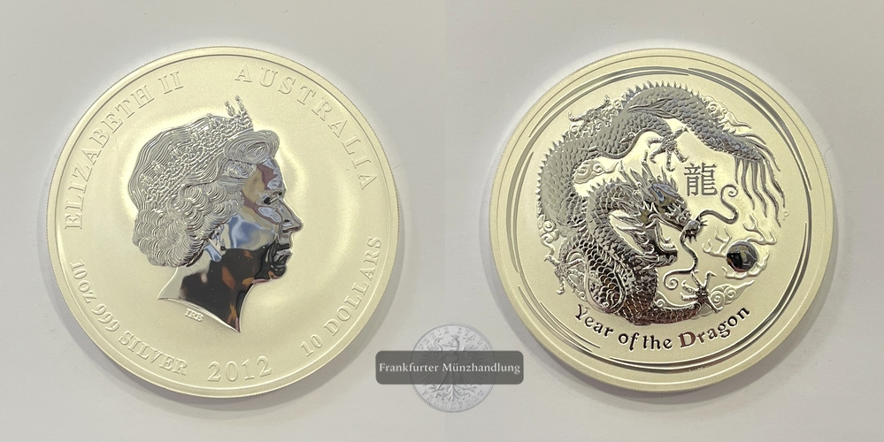  Australien  10 Dollar 2012 Year of the Dragon  FM-Frankfurt  Feinsilber: 311g   