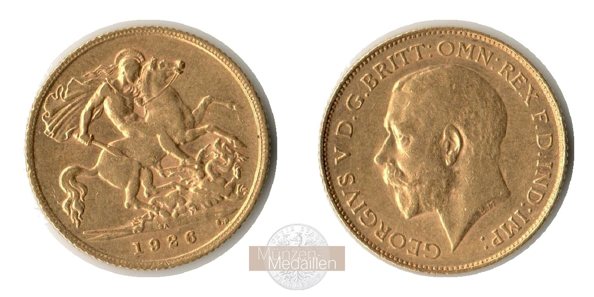 Grossbritannien (Südafrika), George V. MM-Frankfurt Feingold: 3,66g 1/2 Sovereign 1926 
