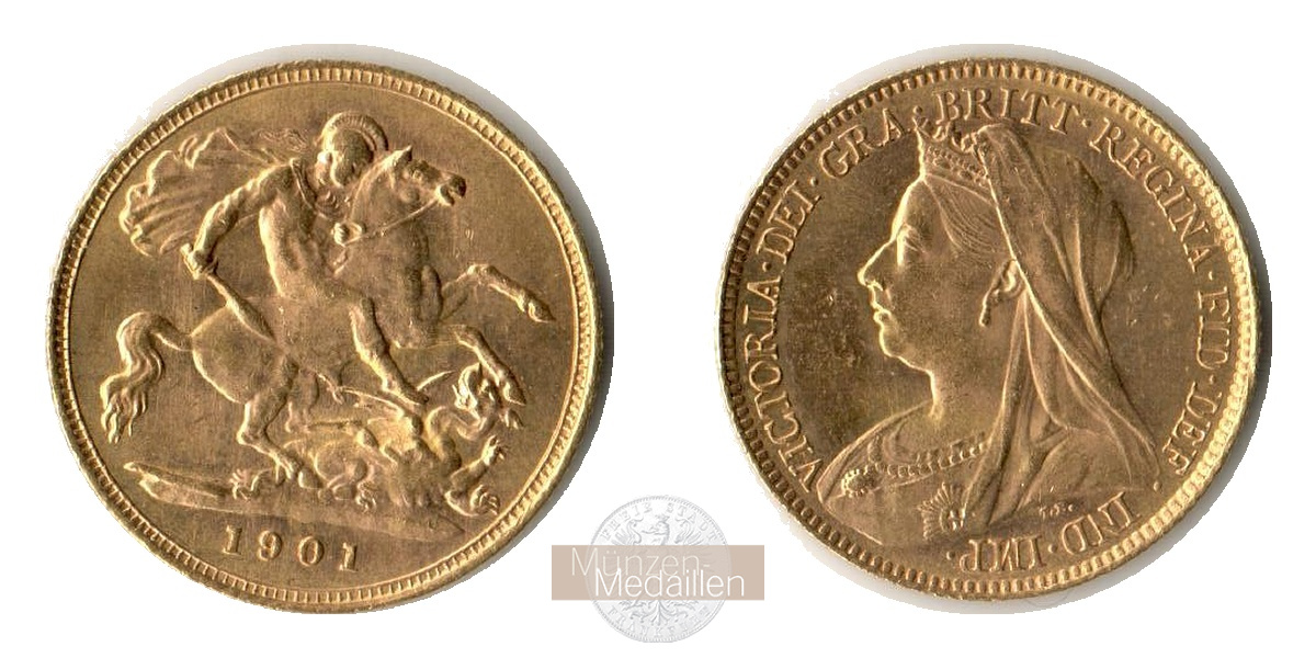 Grossbritannien, Victoria 1837-1901. MM-Frankfurt Feingold: 3,66g 1/2 Sovereign Wappentyp 1892 