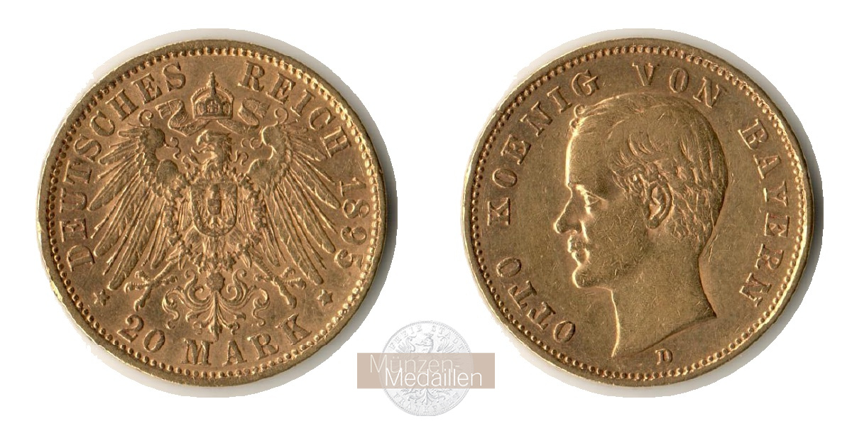 Deutsches Kaiserreich, Bayern. 20 Mark MM-Frankfurt Feingold: 7,17g Otto 1886-1913 1895 D 