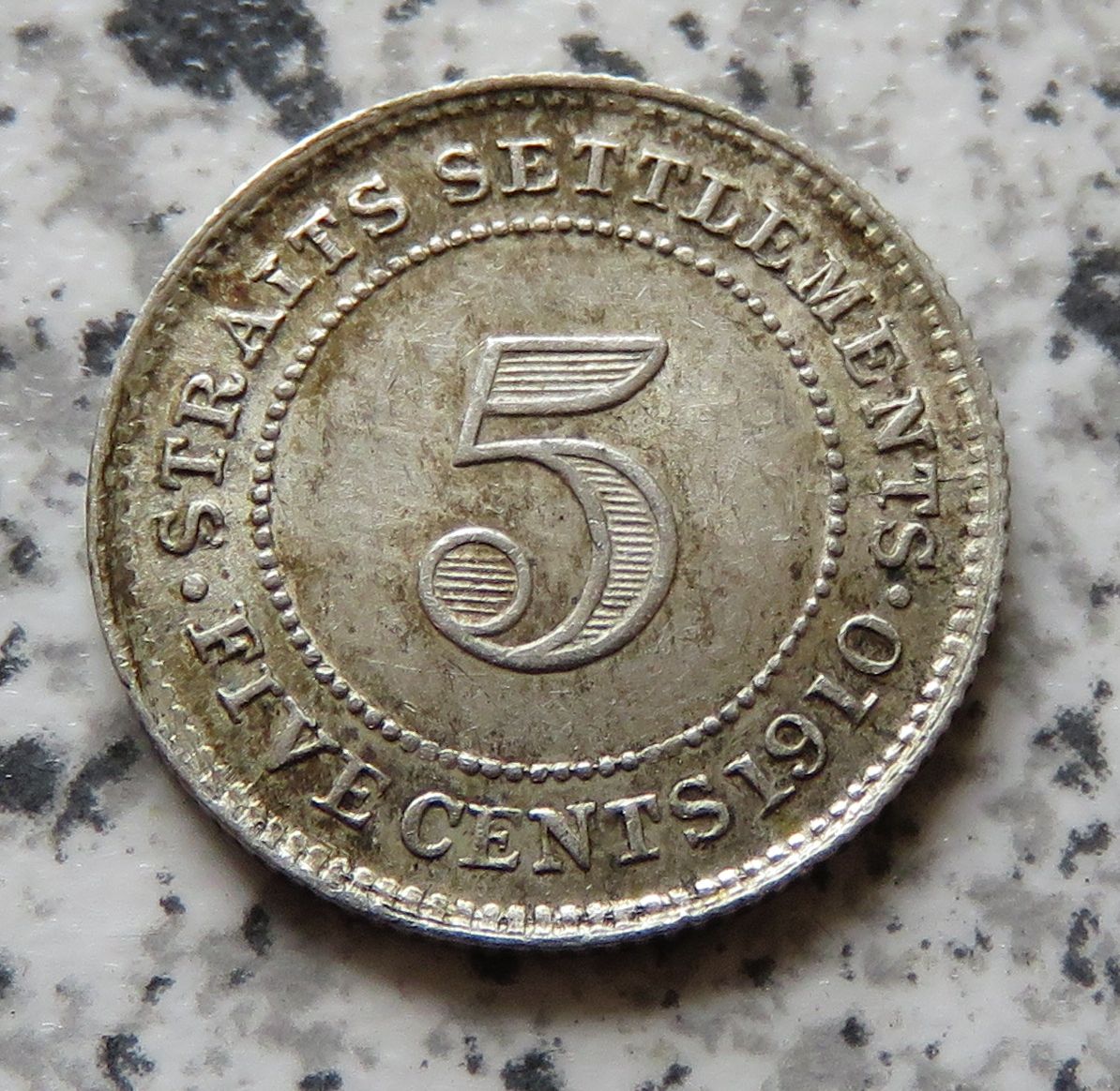  Straits Settlements 5 Cents 1910 B   