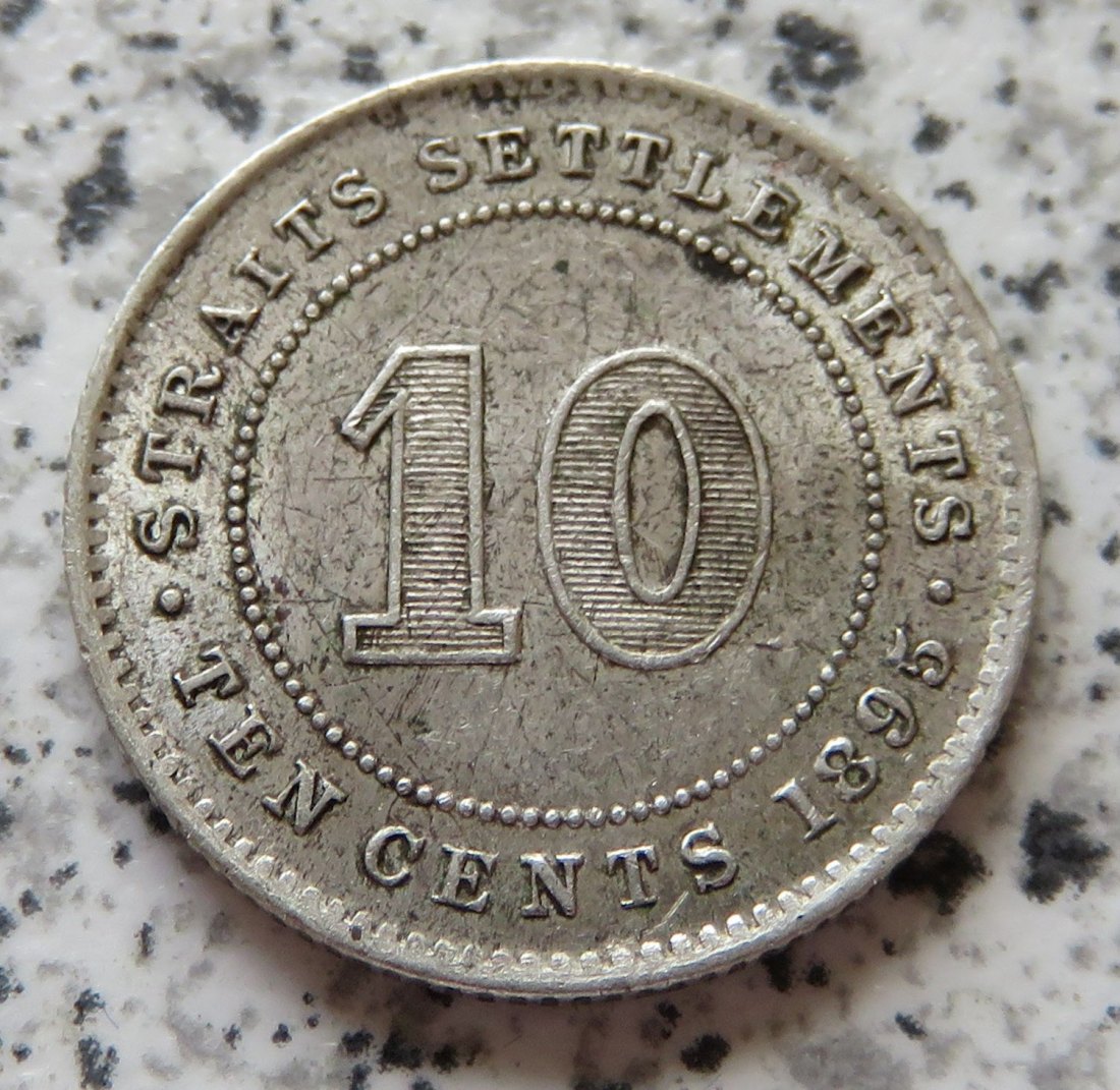 Straits Settlements 10 Cents 1895   
