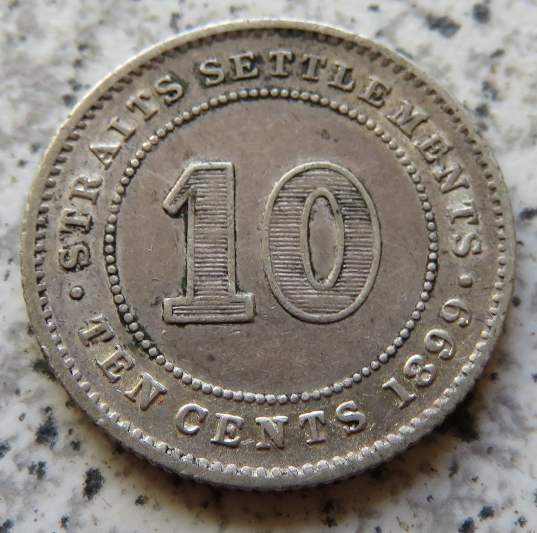  Straits Settlements 10 Cents 1899   