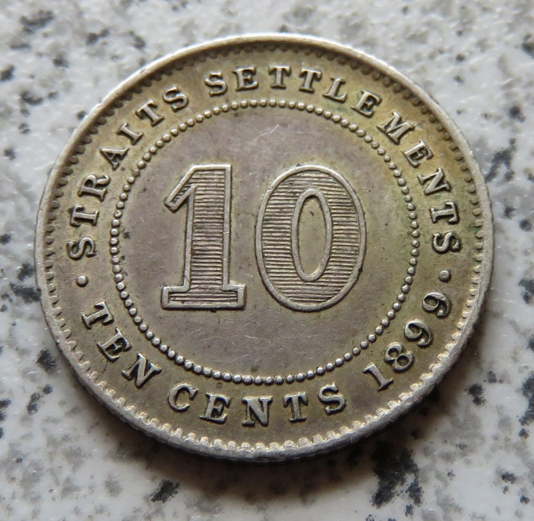  Straits Settlements 10 Cents 1899   