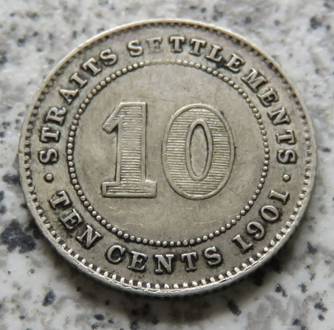  Straits Settlements 10 Cents 1901   