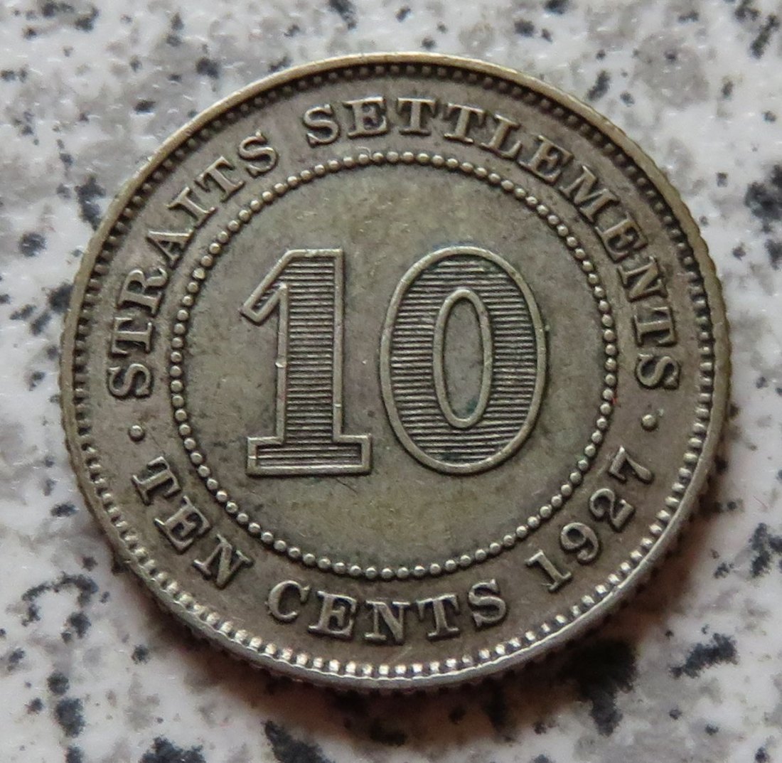  Straits Settlements 10 Cents 1927   