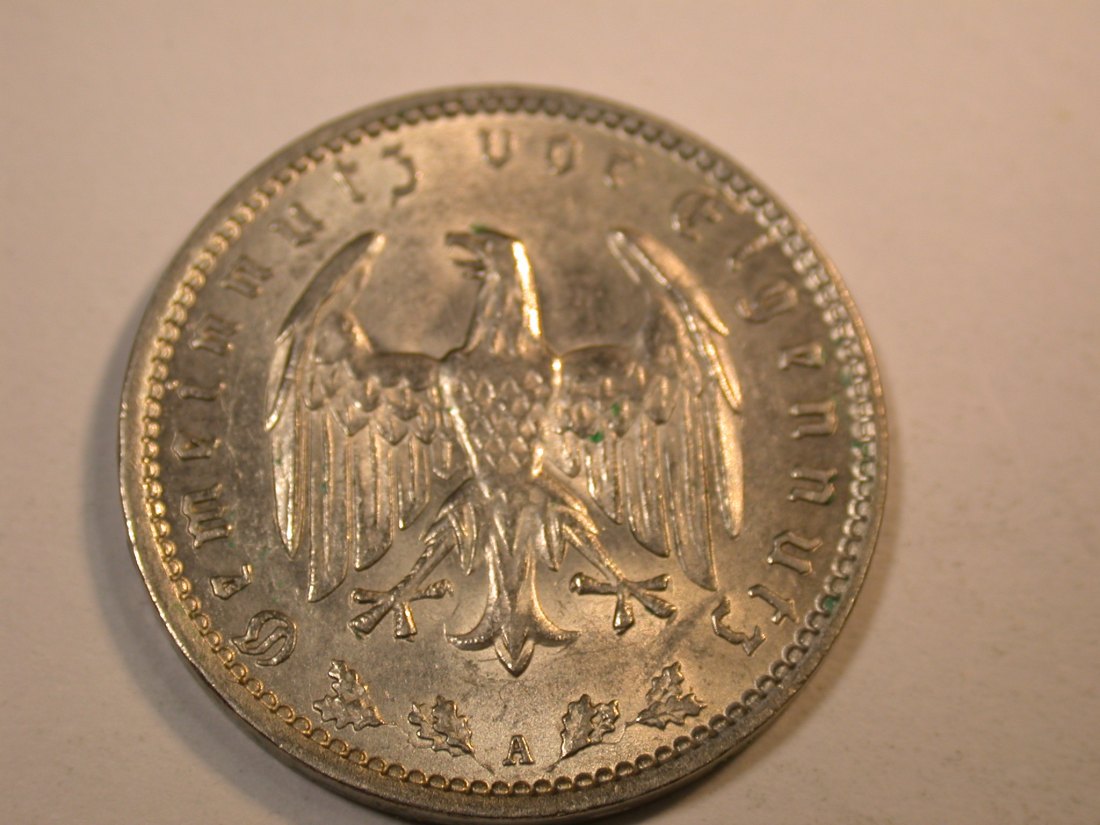  J33  3.Reich  1 Mark 1935 A in ss-vz Nickel  Originalbilder   