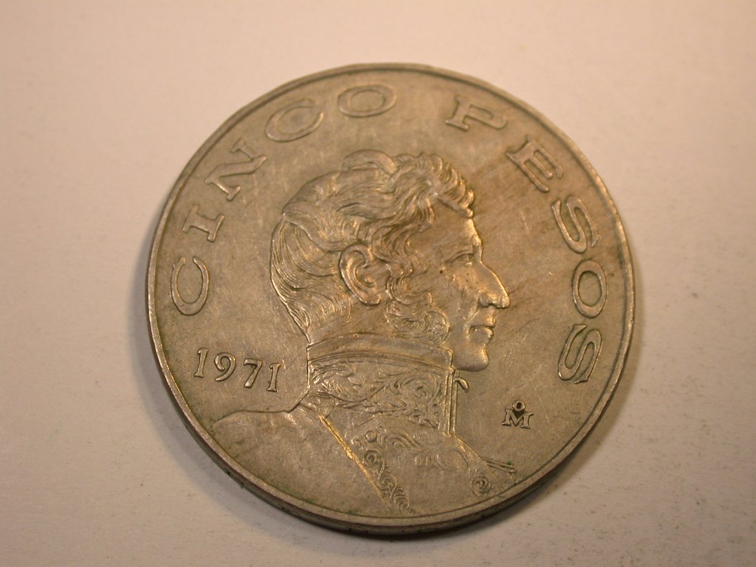  J33 Mexico  5 Peso 1971 in vz-st   Originalbilder   