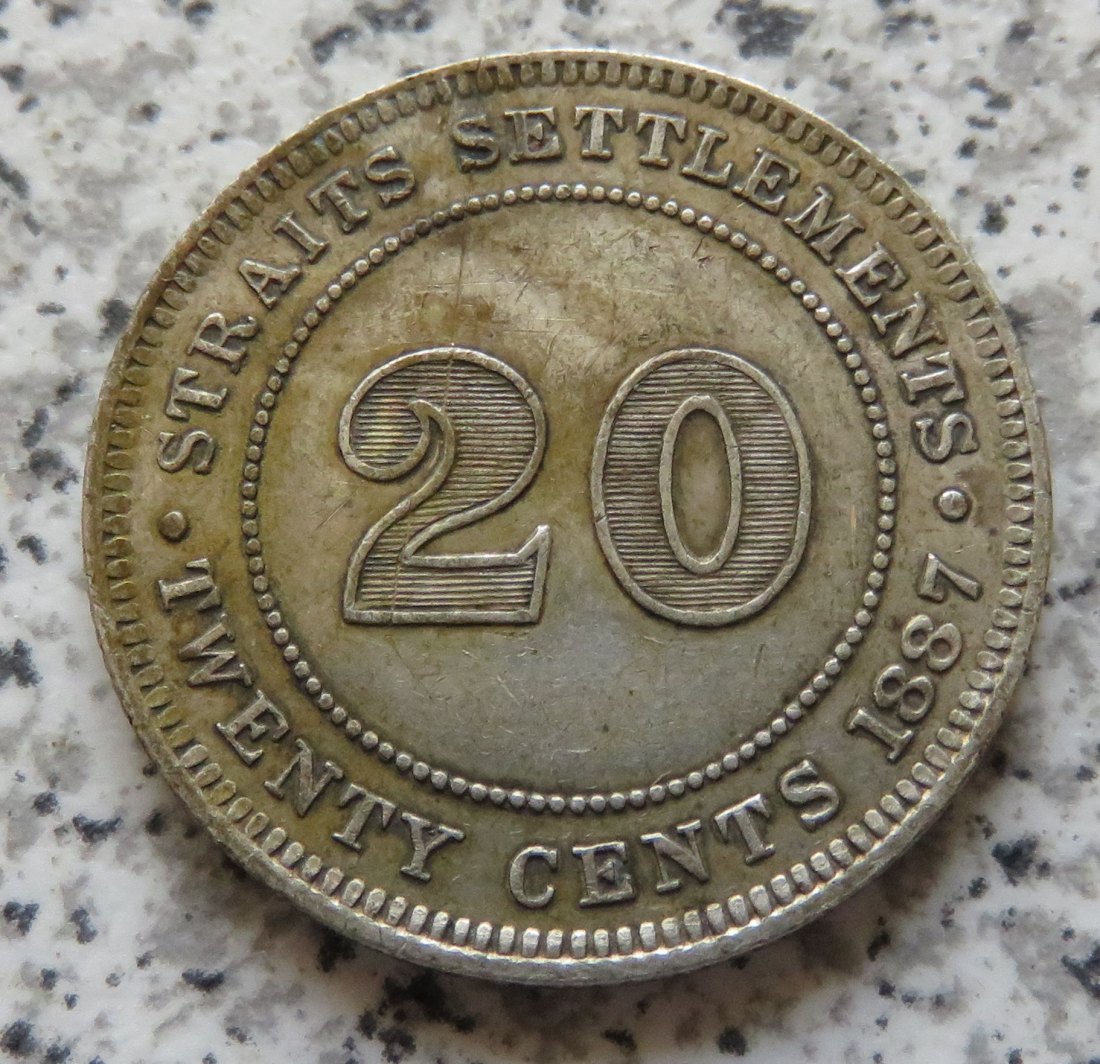  Straits Settlements 20 Cents 1887   