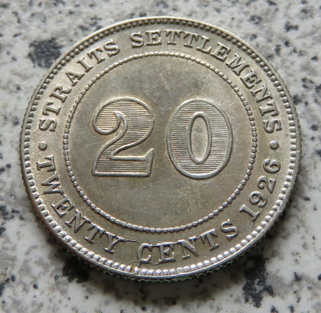  Straits Settlements 20 Cents 1926   