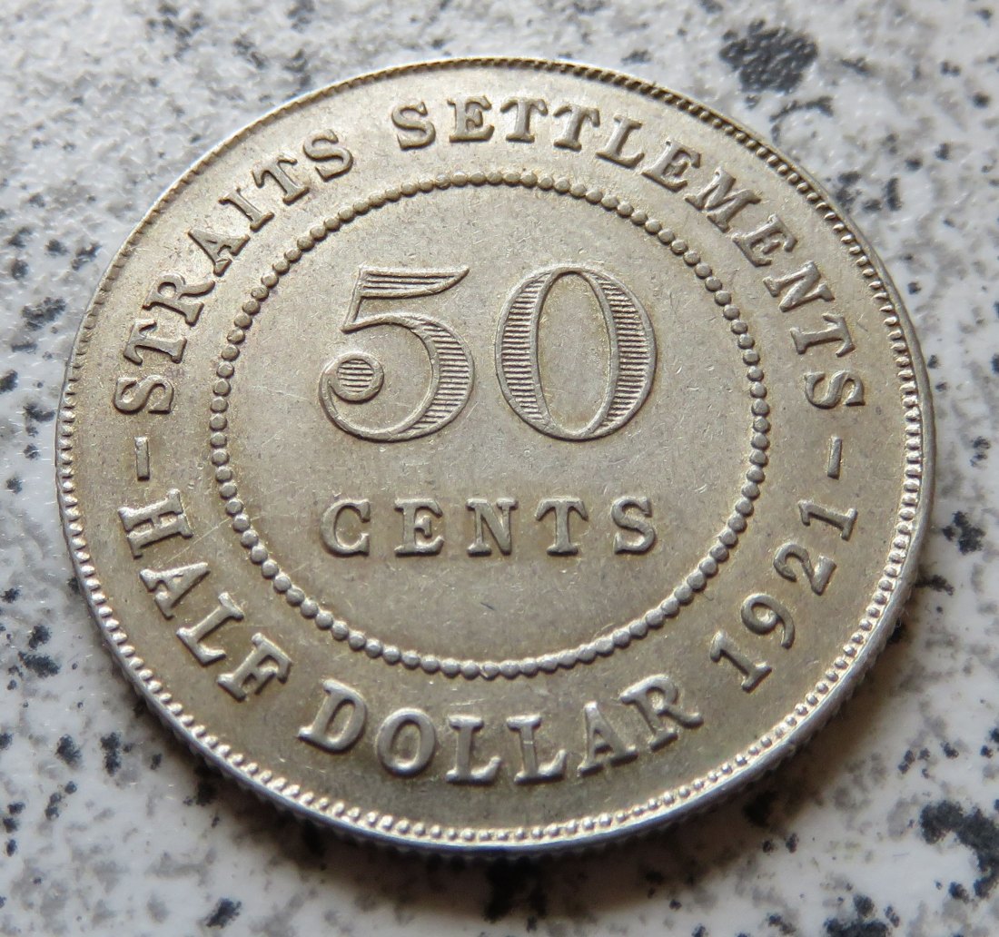  Straits Settlements 50 Cents 1921   
