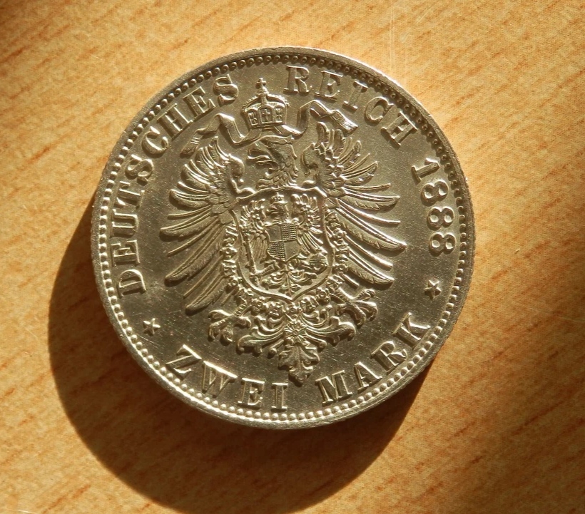  2 MARK Preußen 1888 JÄGER 98 VZ/Stglz   