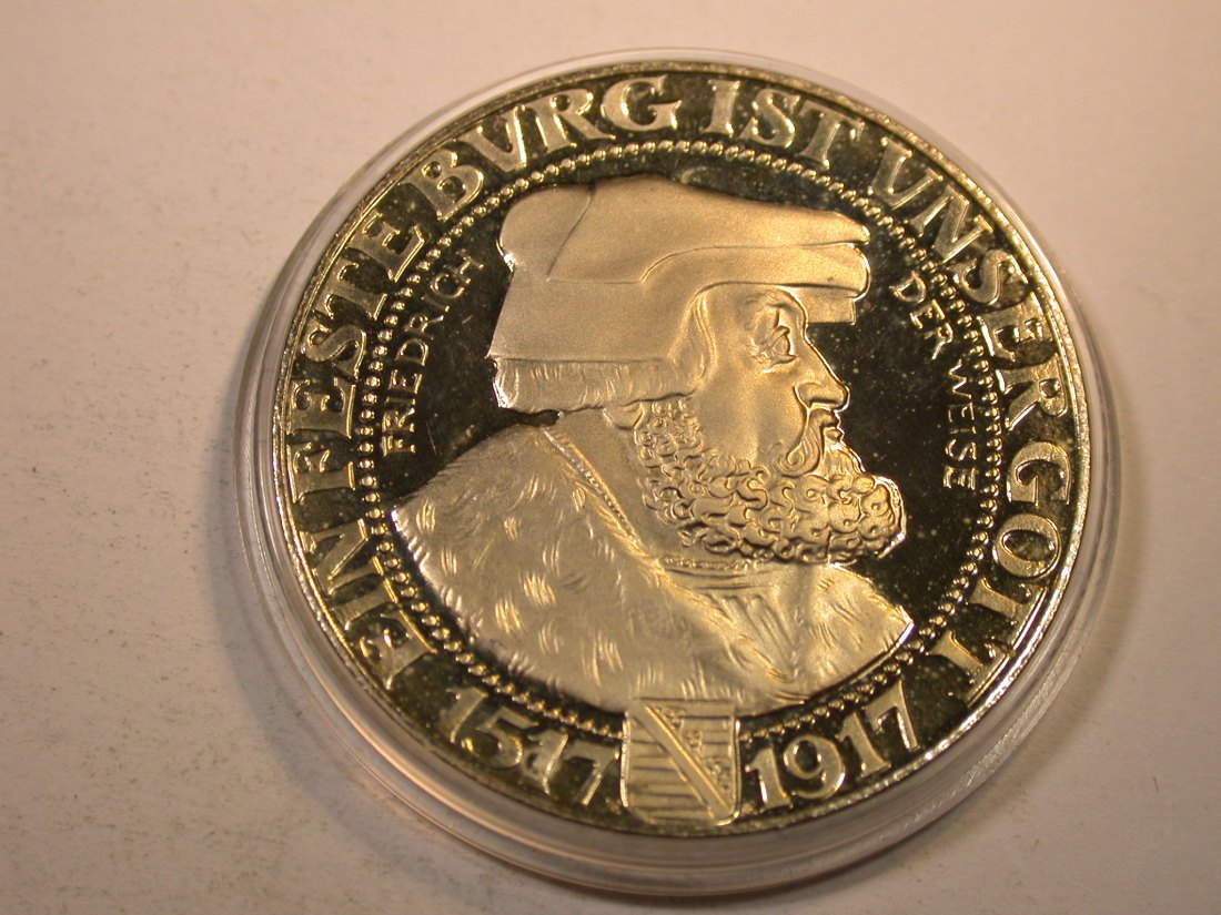  J34  KR  Sachsen 3 Mark 1917 Friedrich der Weise in PP Nachprägung 2003   Originalbilder   