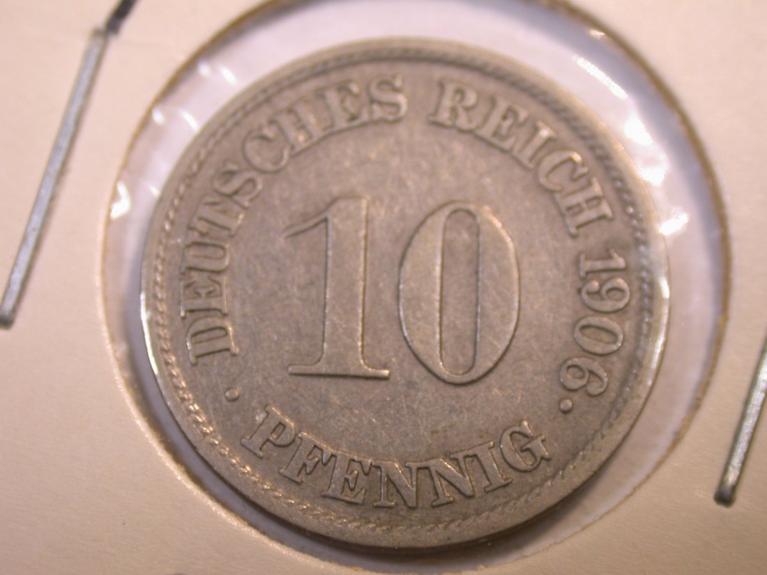 J34  KR  10 Pfennig 1906 J in ss   Originalbilder   