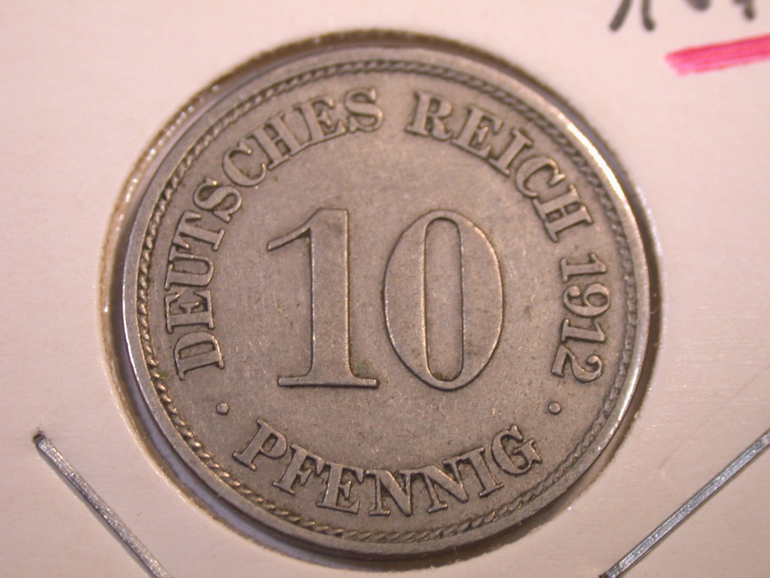  J34  KR  10 Pfennig 1912 J in ss+   Originalbilder   