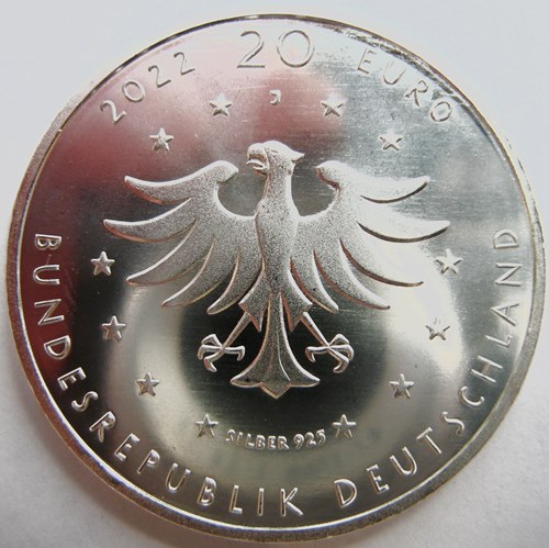  BRD, 20 Euro 2022 J, Rumpelstilzchen, Ag .925, FG 16,65 g   