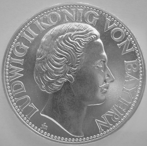  Bayern, Medaille, Ludwig II, Ag 1000, 15 g   