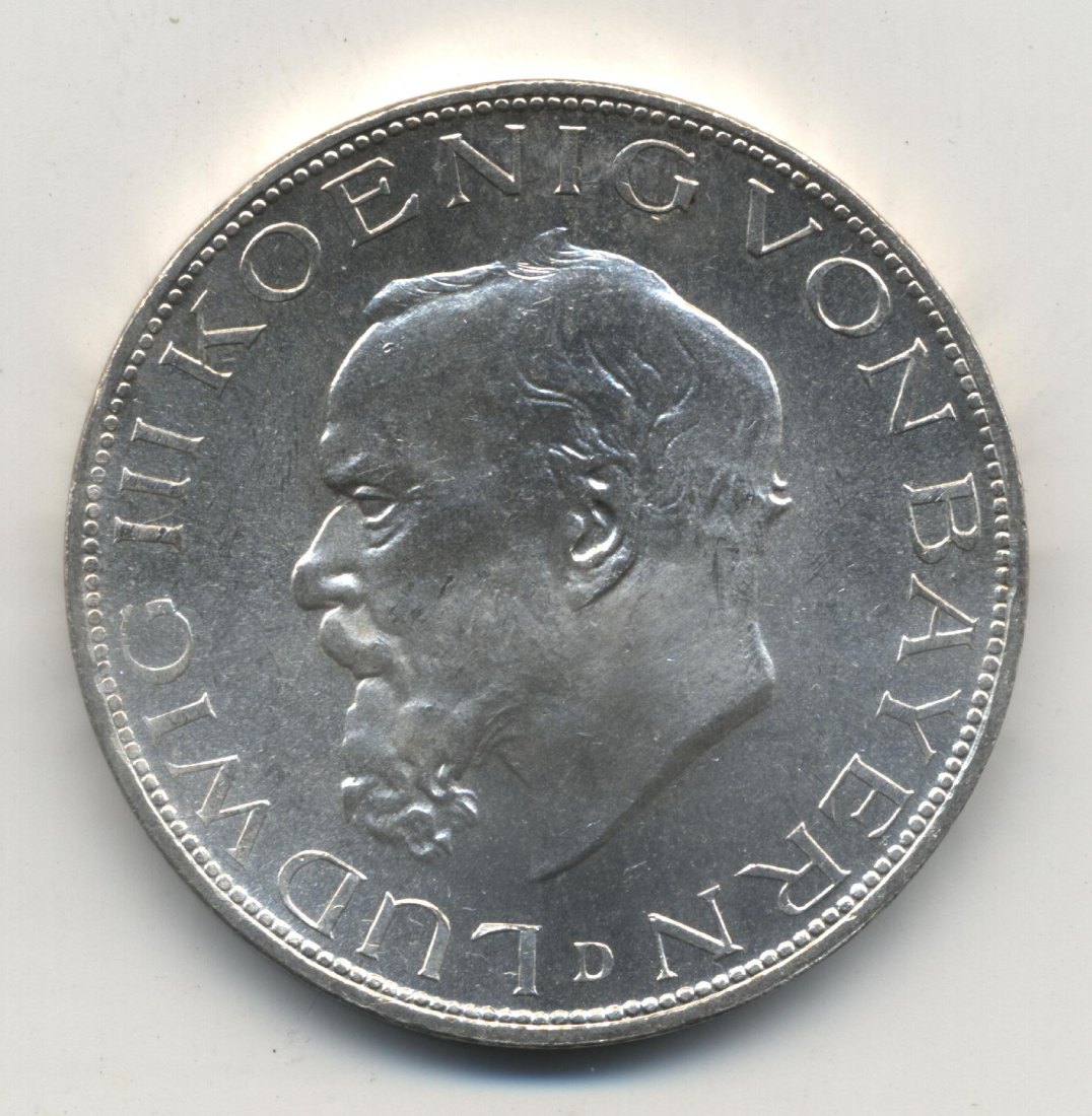  BAYERN 5 Mark 1914 prägefrisch Ludwig III. J. 53   