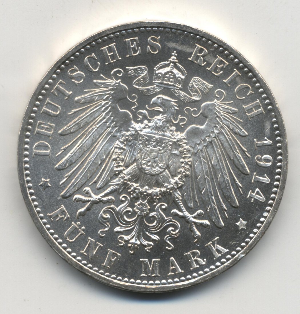  BAYERN 5 Mark 1914 prägefrisch Ludwig III. J. 53   