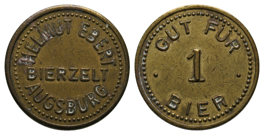  Bayern; Augsburg, Helmut Ebert Bierzelt, Gut für 1 Bier; Menzel 990   