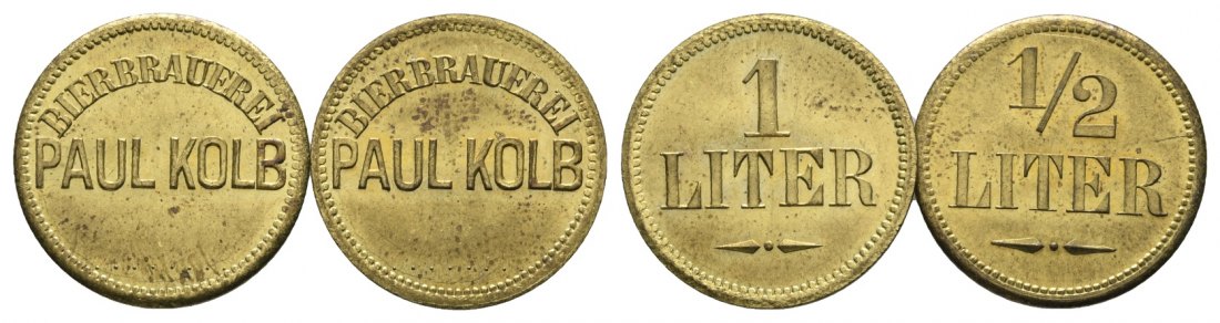  Bayern; Bayreuth; Bierbrauerei Paul Kolb, Biermarken (2 Stück); Menzel 1611   