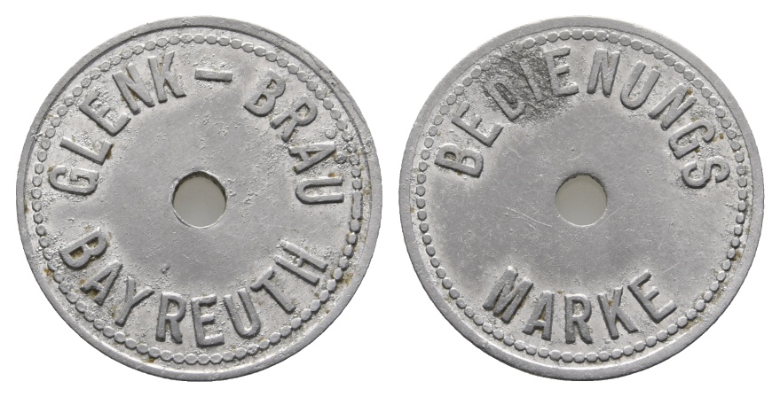  Bayern; Bayreuth Glenk-Bräu, Bedienungsmarke; Menzel 1624   