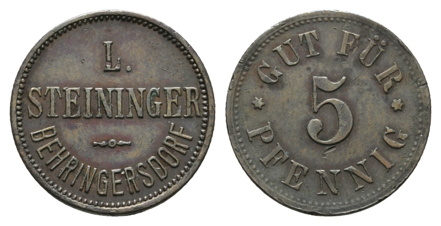  Bayern; Behringsdorf L. Steininger, Gut für 5 Pfennig; Menzel -   